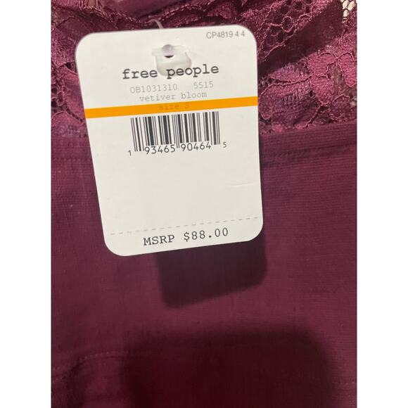 Free People Premonitions Lace‎ Trim Bodycon Dress in Burgundy Size Small - Picture 9 of 10